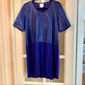 Mason by Michelle Mason blue leather and jersey dress
